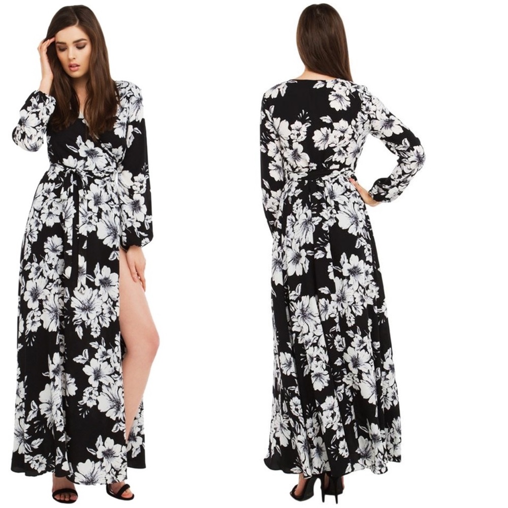 Ark & co floral black and white maxi dress